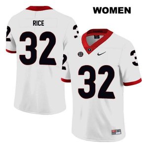 Women's Georgia Bulldogs NCAA #32 Monty Rice Nike Stitched White Legend Authentic College Football Jersey PKH3854UD
